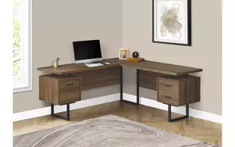 Ashley  computer desk - 70 l - walnut - black metal - l-r face in 
