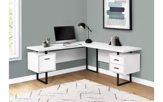 Ashley  computer desk - 70 l - white - black metal - l-r face in 
