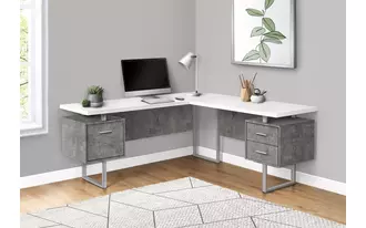 Ashley  computer desk - 70 l - white - concrete - silver metal - l-r in 