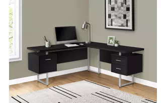 Ashley  computer desk - 70 l - black - silver metal - l-r face in 