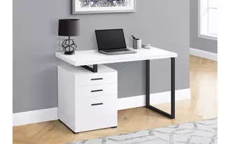 Ashley  computer desk - 48 l - white - black metal - l-r face in 