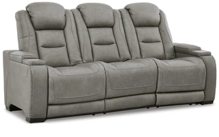 PWR REC SOFA WITH ADJ HEADREST The Man-Den GrayU8530515C ASHLEY