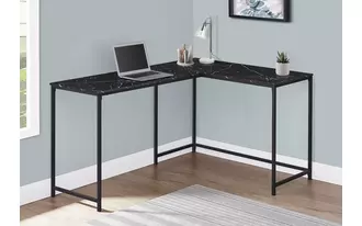 Ashley  computer desk - 58 l - black marble - black metal corner in 