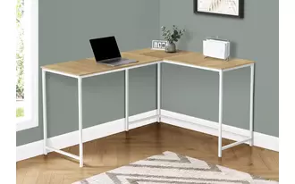 Ashley  computer desk - 58 l - natural - white metal corner in 