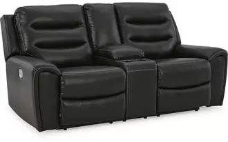 pwr rec loveseat/con/adj hdrst warlin black