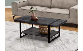 Ashley  coffee table - black reclaimed wood-look - black metal in 