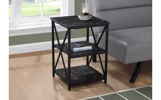 Ashley  accent table - 26 h - black marble - black metal in 
