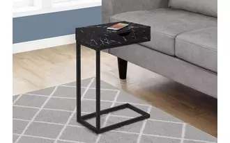 Ashley  accent table - black marble - black metal with a drawer in 
