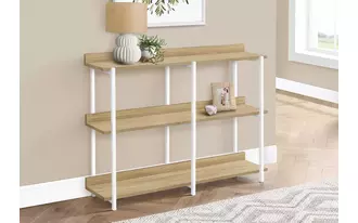 Ashley  accent table - 48 l - natural - white metal hall console in 