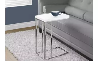 Ashley  accent table - glossy white with chrome metal in 