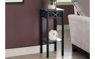 Ashley  accent table - black metal with tempered glass in 