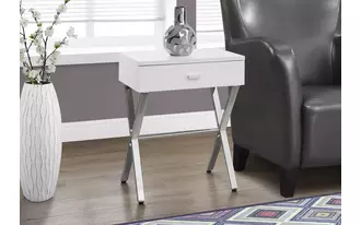 Ashley  accent table - 24 h - glossy white - chrome metal in 