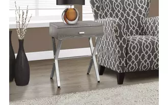 Ashley  accent table - 24 h - dark taupe - chrome metal in 