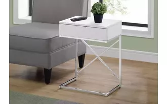 Ashley  accent table - 24 h - glossy white - chrome metal in 