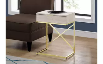 Ashley  accent table - 24 h - beige marble - gold metal in 