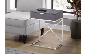 Ashley  accent table - 24 h - grey - chrome metal in 