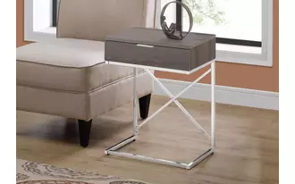 Ashley  accent table - 24 h - dark taupe - chrome metal in 