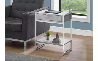Ashley  accent table - 24 h - grey cement - chrome metal in 