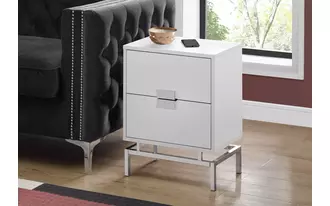 Ashley  accent table - 24 h - glossy white - chrome metal in 