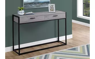 Ashley  accent table - 48 l - grey - black metal hall console in 