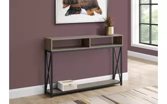 Ashley  accent table - 48 l - taupe - black metal hall console in 