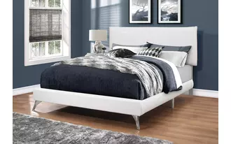 Ashley  bed - queen size - white leather-look with chrome legs in 