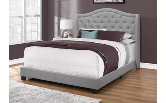Ashley  bed - queen size - grey linen with chrome trim in 