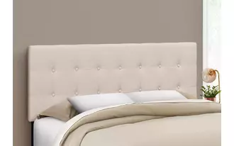 Ashley  bed - queen size - beige linen headboard only in 