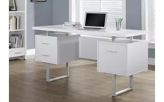 Ashley  computer desk - 60 l - white - silver metal in 