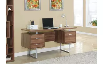 Ashley  computer desk - 60 l - walnut - silver metal in 