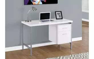 Ashley  computer desk - 48 l - white - silver metal in 