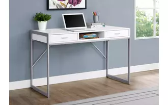 Ashley  computer desk - 48 l - white - silver metal in 
