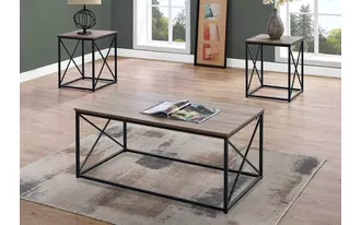 Ashley  table set - 3pcs set - dark taupe - black metal in 