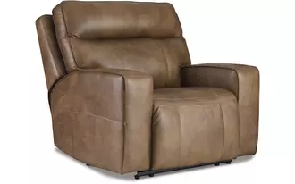 wide seat power recliner game plan caramel