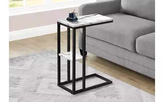 Ashley  accent table - 25 h - white marble - black metal in 
