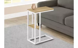 Ashley  accent table - 25 h - natural - white metal in 