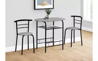 Ashley  dining set - 3pcs set - grey top - black metal in 