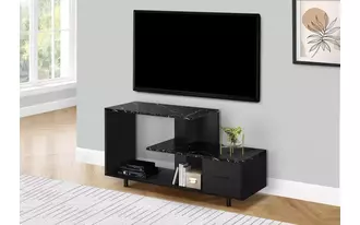 Ashley  tv stand - 48 l - black - black marble top - 1 drawer in 