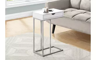 Ashley  accent table - 25 h - white - silver metal in 