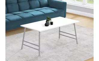 Ashley  coffee table - 40 l - white - silver metal in 