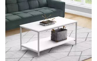 Ashley  coffee table - 40 l - white - silver metal in 