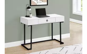 Ashley  computer desk - 42 l - white - black metal in 