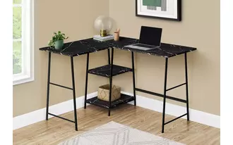 Ashley  computer desk - 48 l - black marble - black metal corner in 