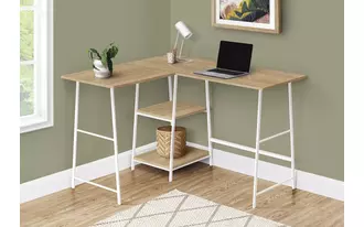 Ashley  computer desk - 48 l - natural top - white metal corner in 