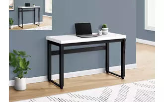 Ashley  computer desk - 48 l - white - adj.height- black metal in 