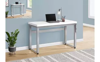 Ashley  computer desk - 48 l - white - adj.height- silver metal in 