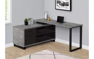 Ashley  computer desk - 72 l grey concrete - black executive corner in 