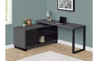 Ashley  computer desk - 72 l modern grey - black executive corner in 