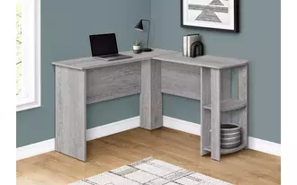 Ashley  computer desk - industrial grey l-shaped corner - 2 shelves in 