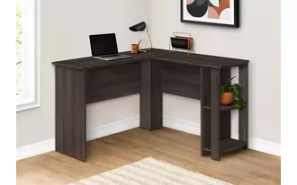 Ashley  computer desk - brown oak l-shaped corner - 2 shelves in 
